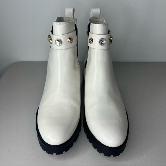 Karl Lagerfeld Pola Faux Pearl Studded Chelsea Boots 8.5 - Picture 3 of 9